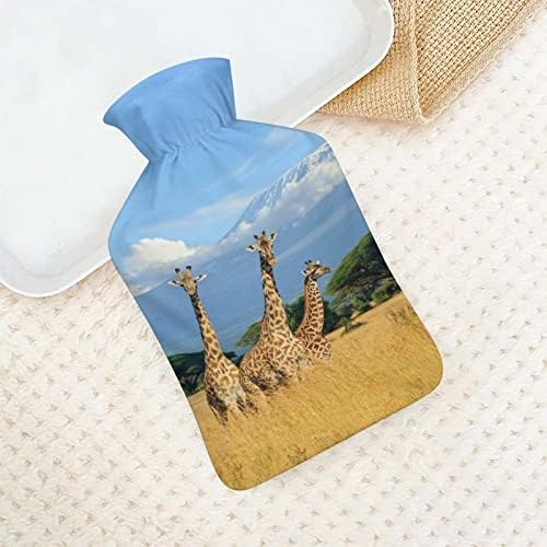 Три жирафи на шише со топла вода во Килиманџаро 1000мл симпатична мека вода и вбризгување торба за рака за топло рачни стапала
