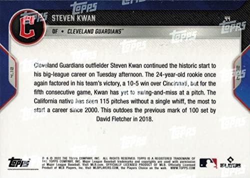 2022 Топс сега бејзбол #44 Стивен Кван дебитантски картички-поставува рекордни низа w/нула нишалки и промашувања