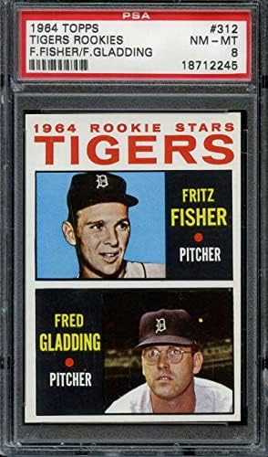 1964 Топпс 312 Фриц Фишер/Фред Гладинг Тигрите дебитанти ПСА 8 тигри