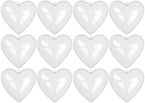SOIMISS стакло срцев украс 12 парчиња пластични украси во форма на срце, чисти висечки бомбички топки новогодишна елка што висат