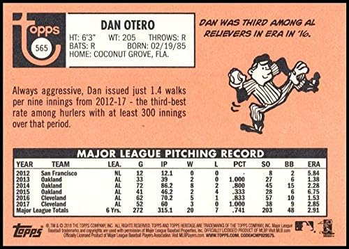 2018 Топс Херитиџ Висок број Бејзбол #565 Дан Отеро Кливленд Индијци Официјална картичка за тргување со МЛБ
