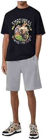 IHPH7 шорцеви 2-парчиња модни кратки сетови кошули мажи панталони ракав спортски лето о-вратот мажи костуми и поставуваат тенок вклопување
