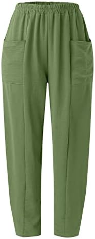Плус големина карго панталони женски цврсти бои обични панталони панталони еластични џебови на половината широки товарни товари џемпери