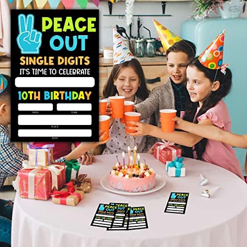 Покани за 10-ти роденден на Лефлон, 20-пакувани двострани картички за покана за роденден со коверти, материјали за деца-D50