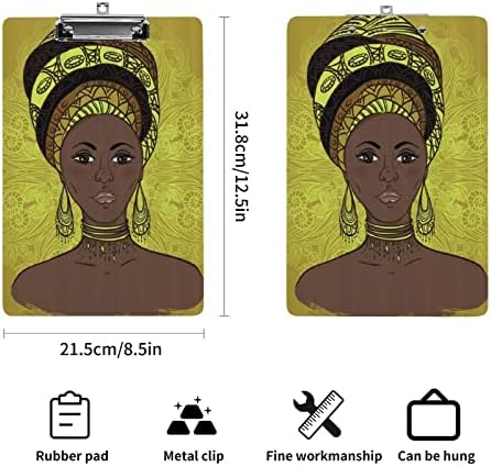 Африканска Жена Акрилна Пластична Таблата Со Исечоци Со Клип Со Низок Профил 12,5 Х 8,5 Инчи За Канцеларијата На Студентите На