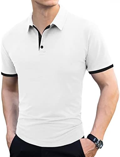 Logeeyar мажи Поло кошула тенок вклопуваат кратки ракави памучни голф кошула солидна изведба Обични маици