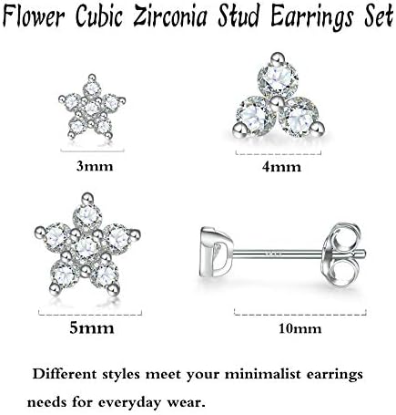 Стерлинг Сребрена Обетка Обетки За Жени Мажи, Цвет Кубни Цирконија Обетки Сет | Мала ' рскавица ЦЗ Хипоалергични Трагус Пирсинг Обетки За Девојки Тинејџери 3мм 4мм 5м