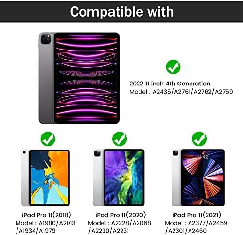 iPad Pro 11 инчен случај 2022 2021 2020 2018, Hoidokly Slim Stand Protective Folio Case Case Smart Cover со држач за моливи компатибилен