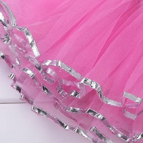 Yealdor Kids Girls Sequins Ballet Dance Tutu фустан bowknot Jazz Latin Dancewear Coupt Cousle Performance Costume Pink 3-4 години