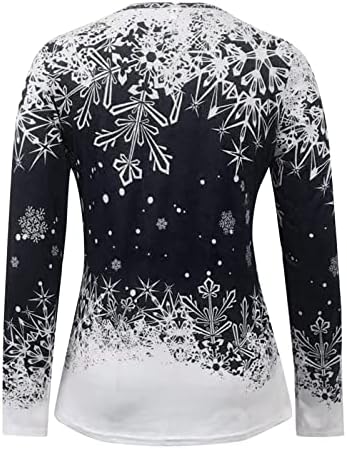 Christmasенски Божиќни џемпери V-вратот Обичен краток ракав удобно лабава маица за печатење врвни грди џемпери