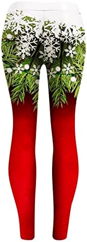 Iius Божиќни хеланки со високи половини, женски плус хеланки за големини Дедо Мраз Контрола на стомакот Атлетски салата Фитнес јога панталони