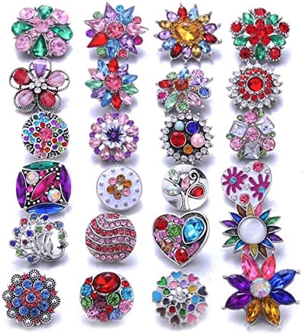 H & PY 10pcs/лот мешан стил боја ринстон кодки за накит за заменливи 18/20мм прилепки накит што ги прави женски нараквици ѓердани прстени со брошури додатоци