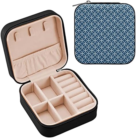 Умирико интересна шема Едноставна свежа мала кутија за накит, кутија за преносни накит за патувања за прстен, приврзоци, обетки,