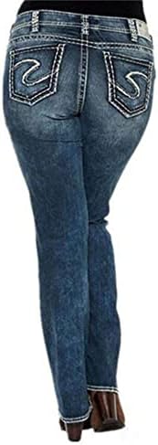 Искинати Фармерки За Жени Класичен Среден Пораст Права Нога Уништени Тексас Панталони Тенок Измиен Потресен Истегнување Жан