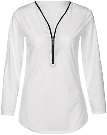 Comigeewa Girls v вратот Chiffon Zip Up Lounge Basic Top Tshirt за жени есен лето не ne ne