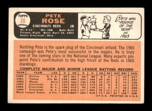 #30 Пит Роуз дп - 1966 Топс Бејзбол Картички Оценет ВГЕКС-Бејзбол Плочи Автограмирани Гроздобер Картички