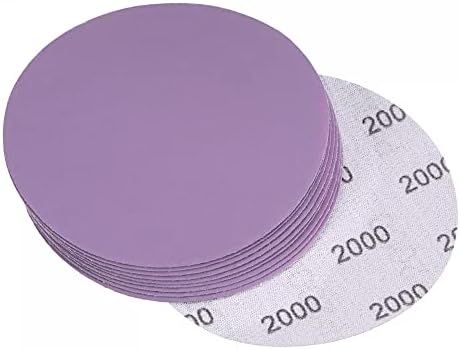UXCELL 10PCS 4-инчни дискови за пескарење со виолетова пескава 2000 куки и јамка професионална алуминиум оксид песок хартија Влажен сув лак за завршна обработка на метална