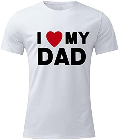 Xznb Денот на таткото кратки ракави маици за мажи, 2022 ново лето го сакам татко ми печати тенок вклопуваат основни врвови екипаж на екипажот
