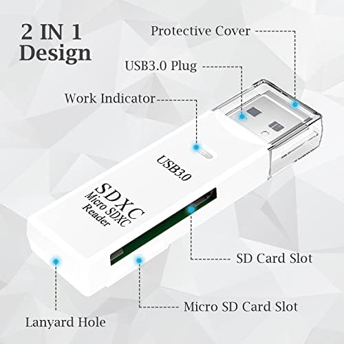 USB 3.0 Sd Читач На Картички за КОМПЈУТЕР,3 Пакет Микро SD Картичка ДО USB Адаптер, Читач На Картички За Читач На Мемориски Картички