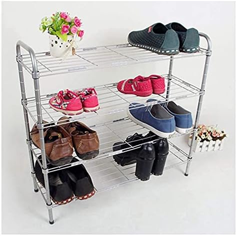 Rack Xouvy Shoe Rack 4 нивоа од не'рѓосувачки челични чевли решетки за складирање чевли за складирање на решетки за складирање на чевли за складирање на чевли може да задржи