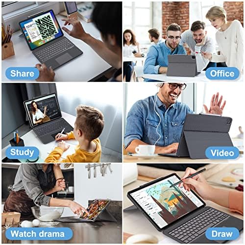 iPad Pro 12.9 Case со тастатура, тастатура за тастатура за iPad Pro 12.9 Inch 2022 6 -ти Gen/2021 5 -ти Gen/2020 4 -ти генерал, тастатура за одвојување на позадинско осветлување со Kickstand, безжична