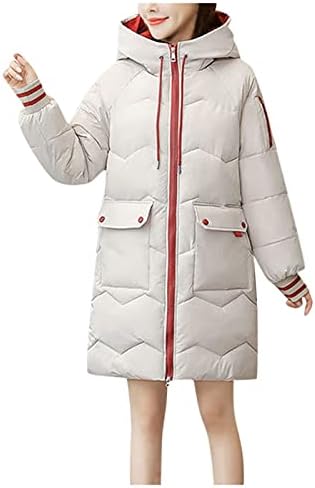 Женски палта дебели зимски палто мода на надворешна облека со долга памук поставена мека топла елегантна палто за жени јакна