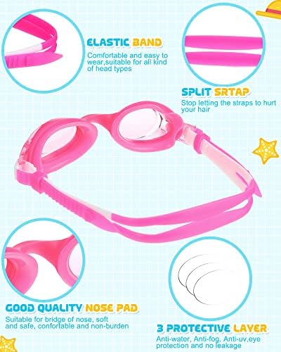 Hoteam Очила за пливање за деца 4-9 широки визии Очила за базени против магла