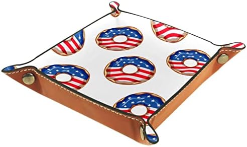 Такаменг Крофна Со Американското Знаме, Кутии За Складирање Мала Кожна Фиока За Камериер Држач За Бонбони Фиока За Клучеви, Телефон, Паричка,