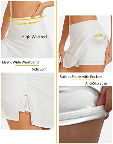 Адерески женски тениски здолништа со џебови Активна облека Голф Скартс со шорцеви со високи тренинзи за трчање мини здолништа
