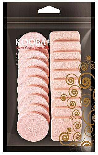 Кооба 20 парчиња шминка во прав сунѓери тркалезни и квадратни латекс бесплатни за еднократна употреба за убавина за убавина пена козметички
