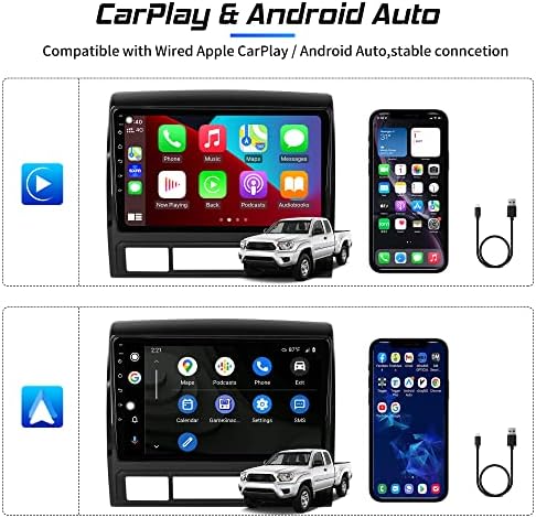 Андроид 10.0 Автомобил Радио За Тојота Такома 2005-2015 Стерео Замена 9 Игра Екран Мултимедија Гпс Навигација Поддршка WiFi Bluetooth CarPlay 4GB RAM МЕМОРИЈА 64GB ROM