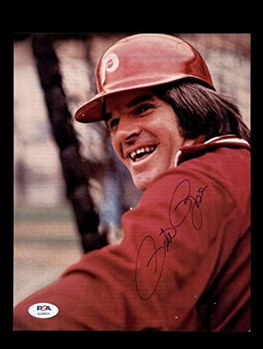 Pete Rose PSA DNA COA потпиша гроздобер 8x10 Photo Philies Autograph - Autographed MLB фотографии