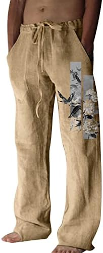 Опуштени панталони за вклопни масти модни обични индивидуалноста памук и печатено џебно чипка до панталони со голема големина едноставна