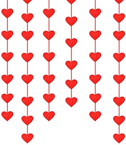 Airssory 5 Комплети Чувствував Срце Венец БАНЕР DIY-ПОТРЕБНИ Црвена Слатка Срце Облик Завеса Декор За Денот На Вљубените Роденден Свадба