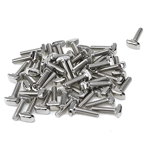 Semetall 50PCS M6 × 25мм завртки, завртки за лизгање на обетки Т завртки за облици за 30 серии Алуминиумски профил