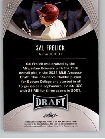 2021 лисја нацрт 46 Sal Frelick XRC RC Rookie RC RC Rackie Baseball Trading Card
