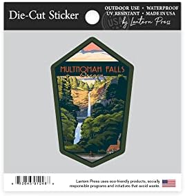 Die Cut налепница Multnomah Falls, Орегон, зајдисонце, контура винил налепница од 1 до 3 инчи, мала