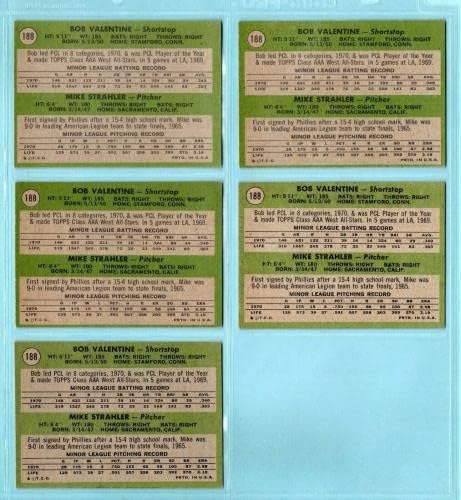 Многу од 14 1971 година Топпс 188 Боби Валентин Дебитант Бејзбол картички VG/EX - EX/MT - Плабни бејзбол картички