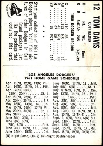 1961 година Bell Brand Dodgers 12 Томи Дејвис ВГ/екс