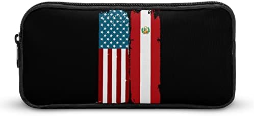 Половина Перу половина во САД знаме молив случај, yho голема кутија за моливчиња за шминка торбичка торбичка за канцелариски