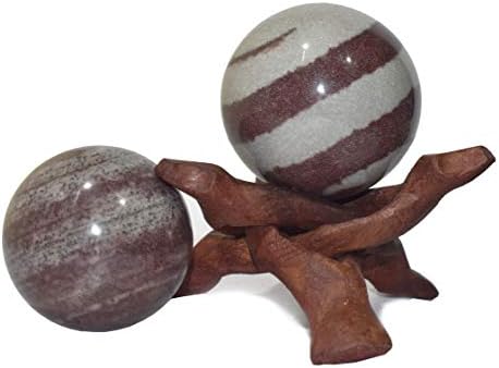 Исцелување4u сфера Нармадешвар Нармада река Шивлинг големина 1,5-2 инчи и една дрвена топка стојат природна кристална топка сфера Васту Реики Чакра