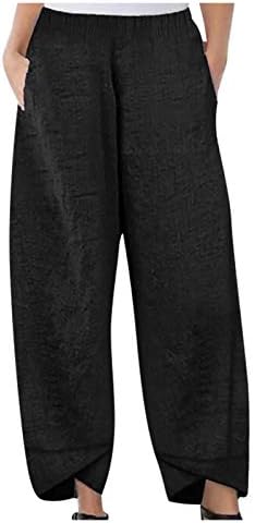 Pantsенски панталони со женски панталони женски панталони со високи половини панталони еластични панталони од половината, остави лабави пакувања директно со џебови