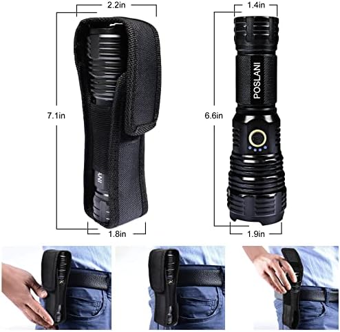 Flashlights Poslani LED High Lumens Rechargable, Extreally Bright 50000 Lumens Flashlight, IPX67 отпорна на вода, 5 режими на светлина,