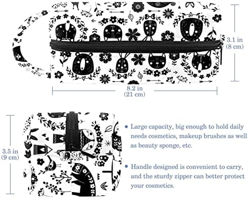 Тбуобт Козметички Кеси Чанти За Шминка За Жени, Мала Торбичка За Шминка Патни Торби, Зимска Животинска Мечка Зајак Лисица Елен