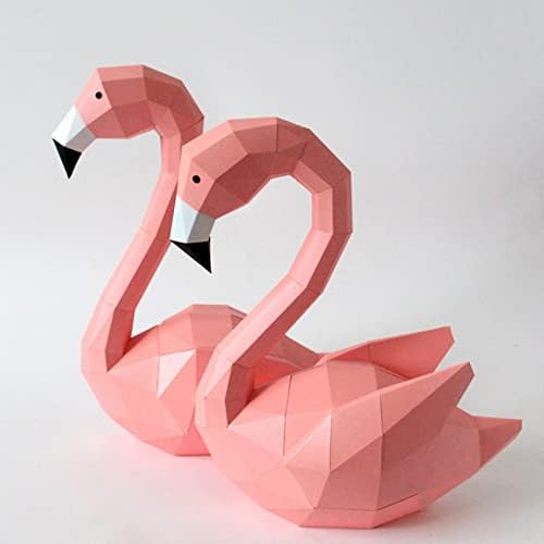 Wll-dp пар фламинго изглед DIY хартија трофеј Персонализиран модел на хартија геометриска ороми загатка 3Д хартија скулптура уметност