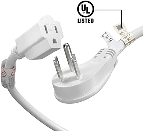 FirmerSt 1ft Flat Plug 3 Prong Extension Cord 14 Awg White 1875W 6 пакет