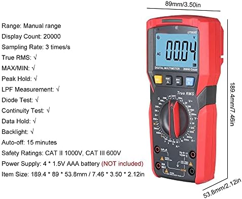 UOEIDOSB 2,8-инчен LCD дигитален мултиметар 20000 брои вистински RMS преносен високо прецизен универзален тестер волтметар волтметар