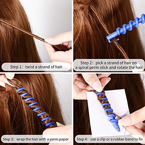 40 парчиња спирална коса Перм прачка Спирална шипка пластична долга бербер фризер стајлинг виткање перм прачка ролери за коса салони алатки за жени девојки