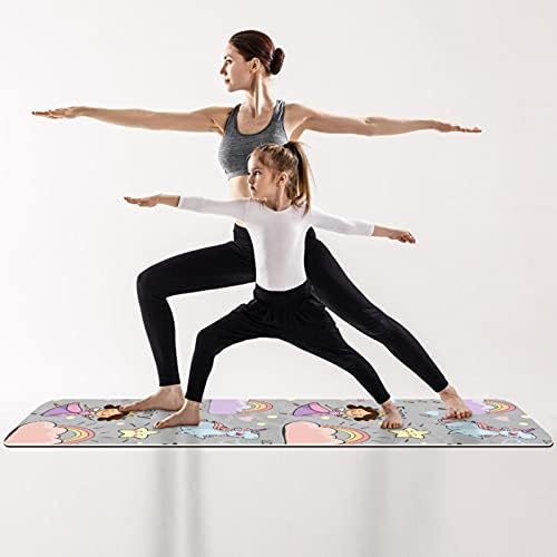 6мм Екстра густа јога мат, симпатична бајка принцеза Еднорог печати еко-пријателски вежби за вежбање душеци пилатес мат со јога, тренингот, основно фитнес и вежби з?