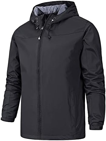 ADSSDQ јакни за мажи, трендовски пешачење со долг ракав плус големина палта мажи зимска висока јака вклопена во средна тежина јакна WindProof5